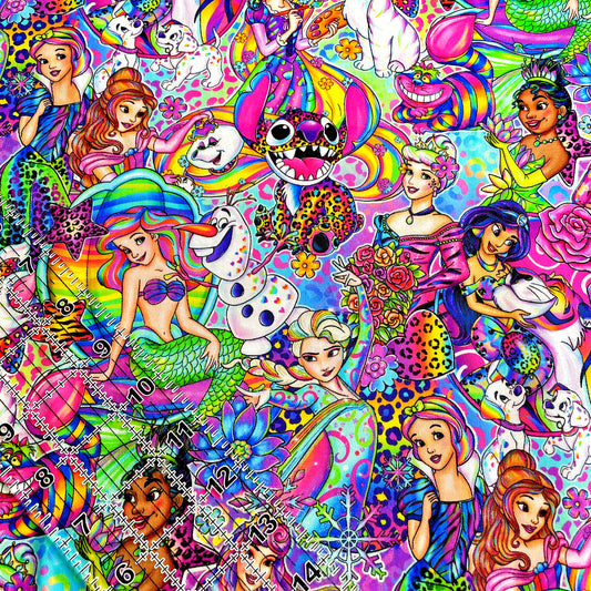9x14 Tumbler Cut, Custom Fabric, CW Cotton Woven, High Quality, Mask Cut, Tumbler Fabric, Princess, Bright, LF Style Princesses