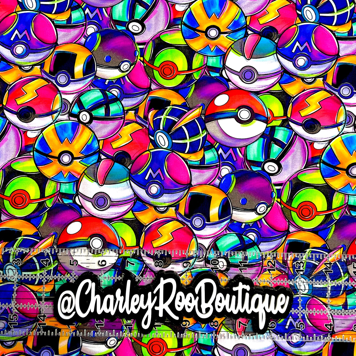 9x14 Tumbler Cut, Custom Fabric, CottonSpandex, High Quality, Mask Cut, Tumbler Fabric, Gamer, Colorful, Poke Balls