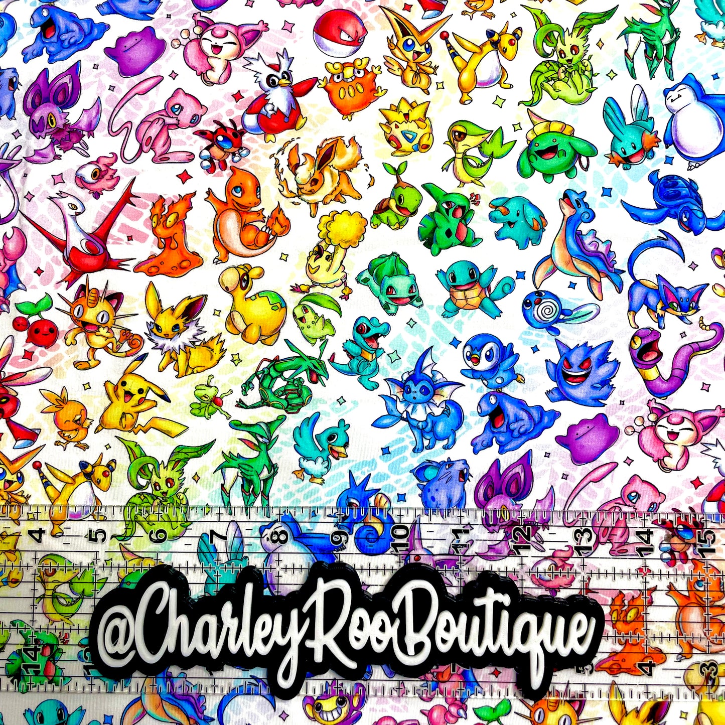 9x14 Tumbler Cut, Custom Fabric, CottonSpandex, High Quality, Mask Cut, Tumbler Fabric, Pokémon, Anime, Gamer, Cute, Diagonal Rainbow