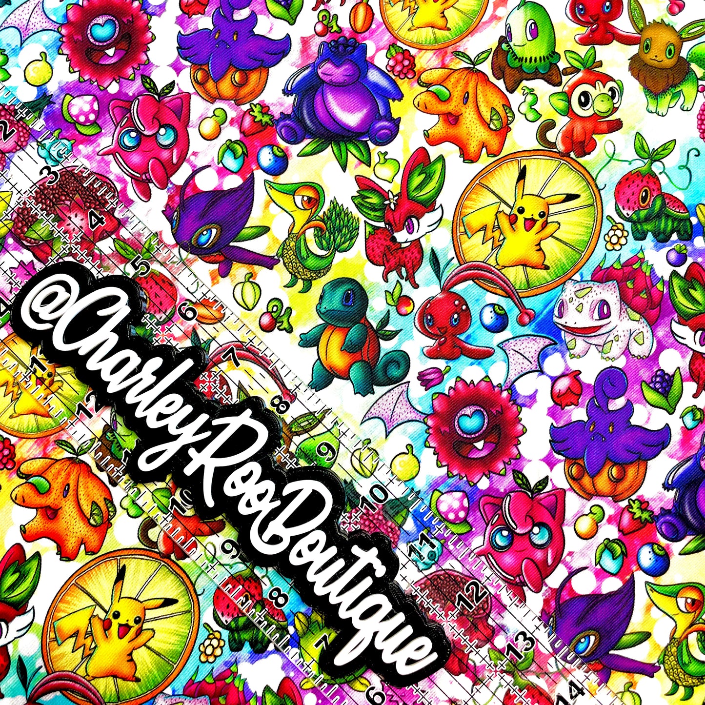 9x14 Tumbler Cut, Custom Fabric, CW Cotton Woven, High Quality, Mask Cut, Tumbler Fabric, Summer Fruits Pokémon
