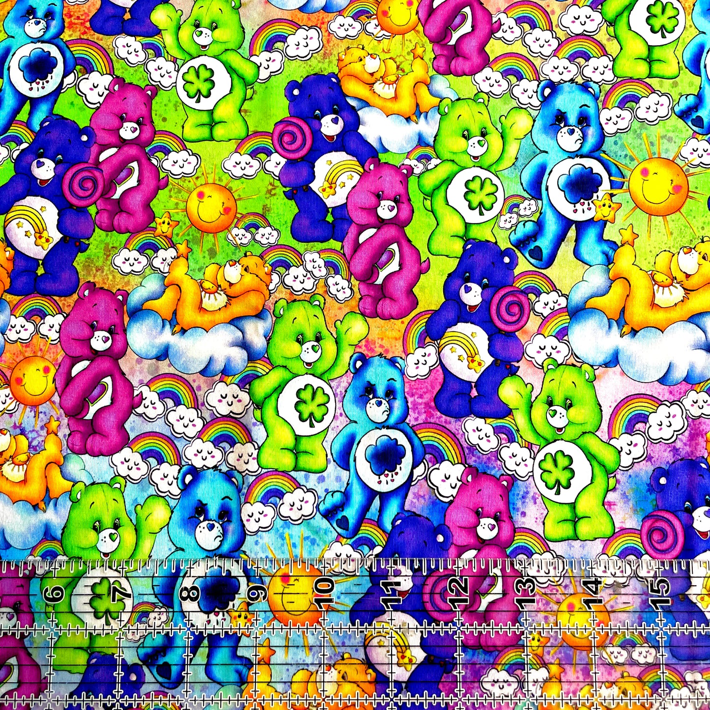 9x14 Tumbler Cut, Custom Fabric, CottonSpandex, High Quality, Mask Cut, Tumbler Fabric, Stacked Rainbow Bears, Care, SS