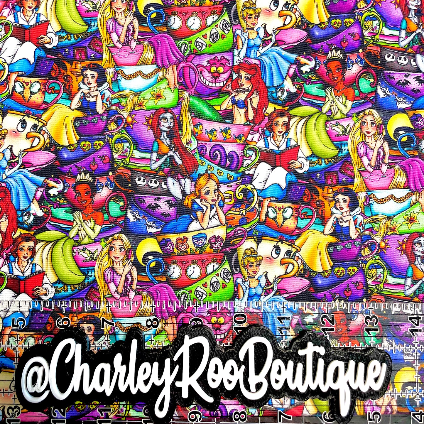 9x14 Tumbler Cut, Custom Fabric, CW Cotton Woven, High Quality, Mask Cut, Tumbler Fabric, New, Princess Teacups