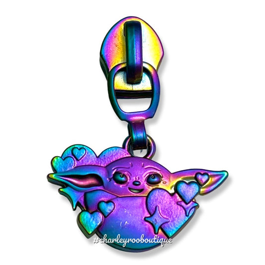 Zipper Pull, Heart Child, Rainbow Matte
