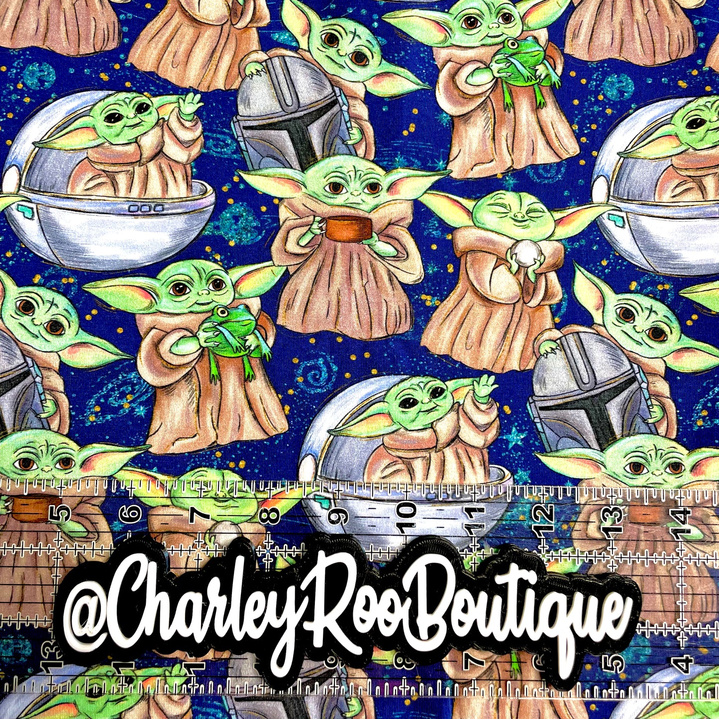 9x14 Tumbler Cut, Custom Fabric, CottonSpandex, High Quality, Mask Cut, Tumbler Fabric, Child, Wars, Star, Yoda and Frog Friend
