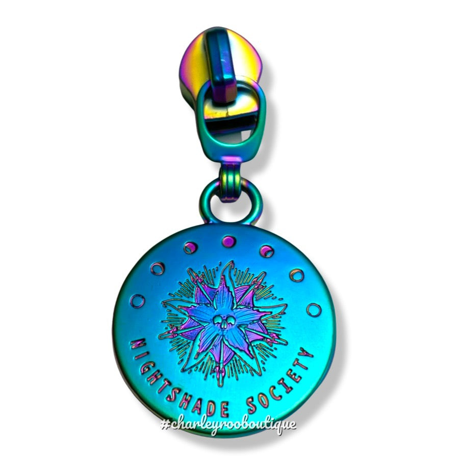 Zipper Pull, Nightshade Society, Wednesday, Rainbow Matte