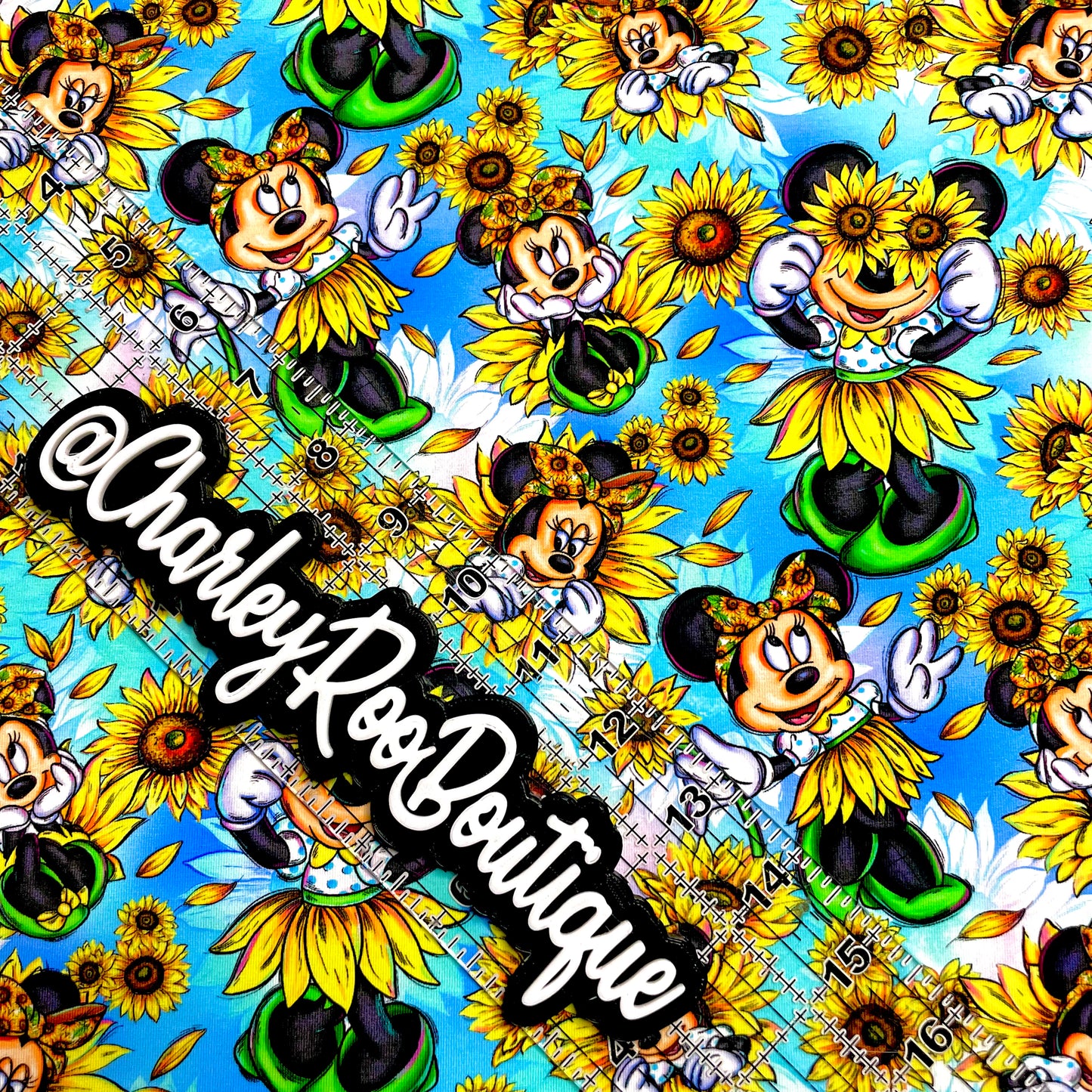 9x14 Tumbler Cut, Custom Fabric, CottonSpandex, High Quality, Mask Cut, Tumbler Fabric, Minnie, Sunflower