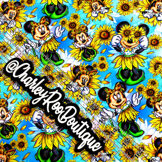 9x14 Tumbler Cut, Custom Fabric, CottonSpandex, High Quality, Mask Cut, Tumbler Fabric, Minnie, Sunflower