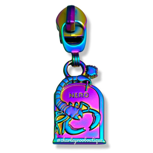 Zipper Pull, Nero, Scorpion, Wednesday, Rainbow Matte