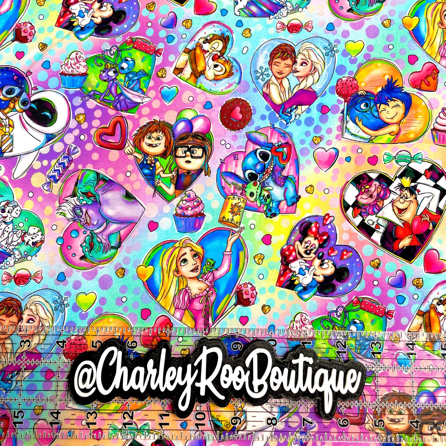 9x14 Tumbler Cut, Custom Fabric, CottonSpandex, High Quality, Mask Cut, Tumbler Fabric, Cartoons, Hearts, Perfect Pairs