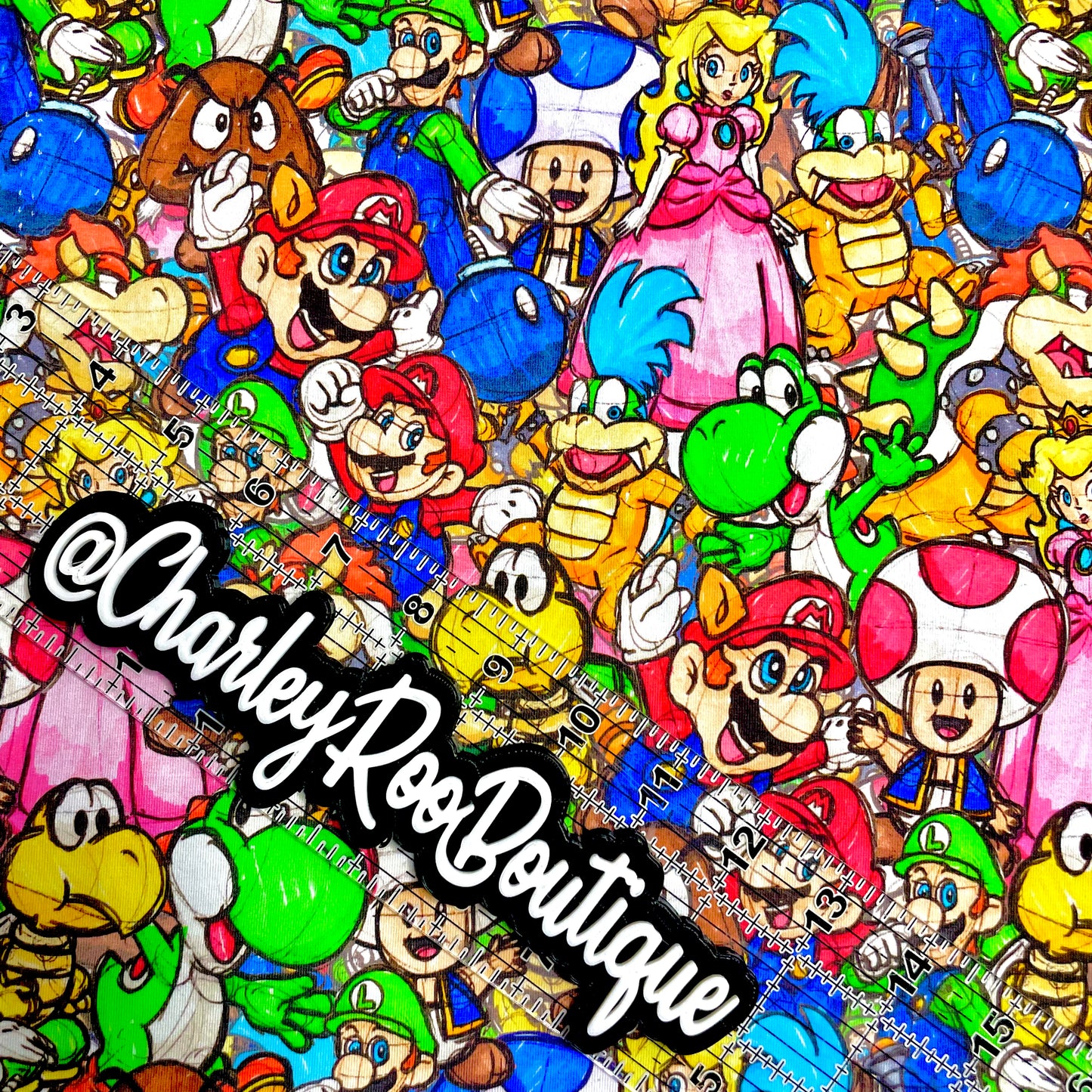9x14 Tumbler Cut, Custom Fabric, CottonSpandex, High Quality, Mask Cut, Tumbler Fabric, Mario Sketch
