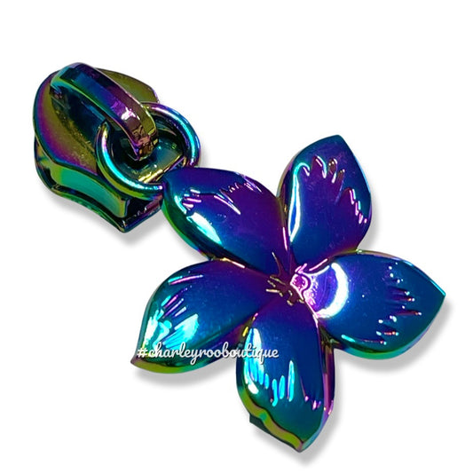 Zipper Pull, Plumeria, Rainbow