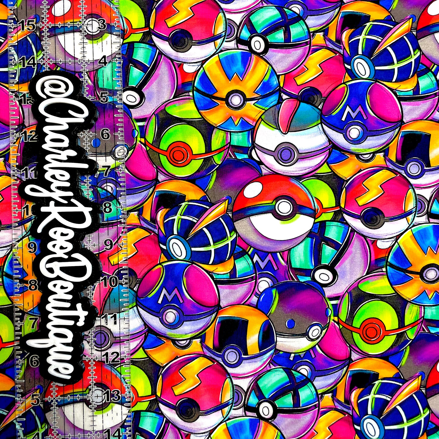 9x14 Tumbler Cut, Custom Fabric, CottonSpandex, High Quality, Mask Cut, Tumbler Fabric, Gamer, Colorful, Poke Balls