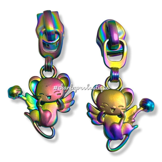 Zipper Pull, Flying Lion Cub, Matte Rainbow