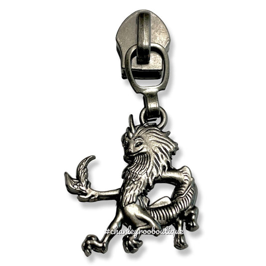Zipper Pull, Sisu, Water Dragon, Antique Nickel