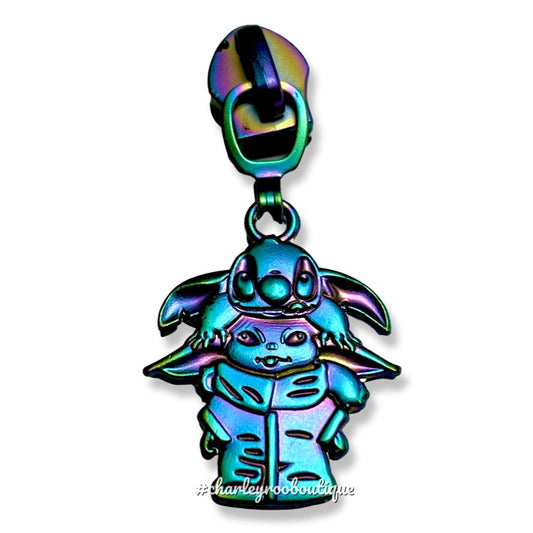 Zipper Pull, Alien Stack, Stitch & Yoda, Rainbow Matte