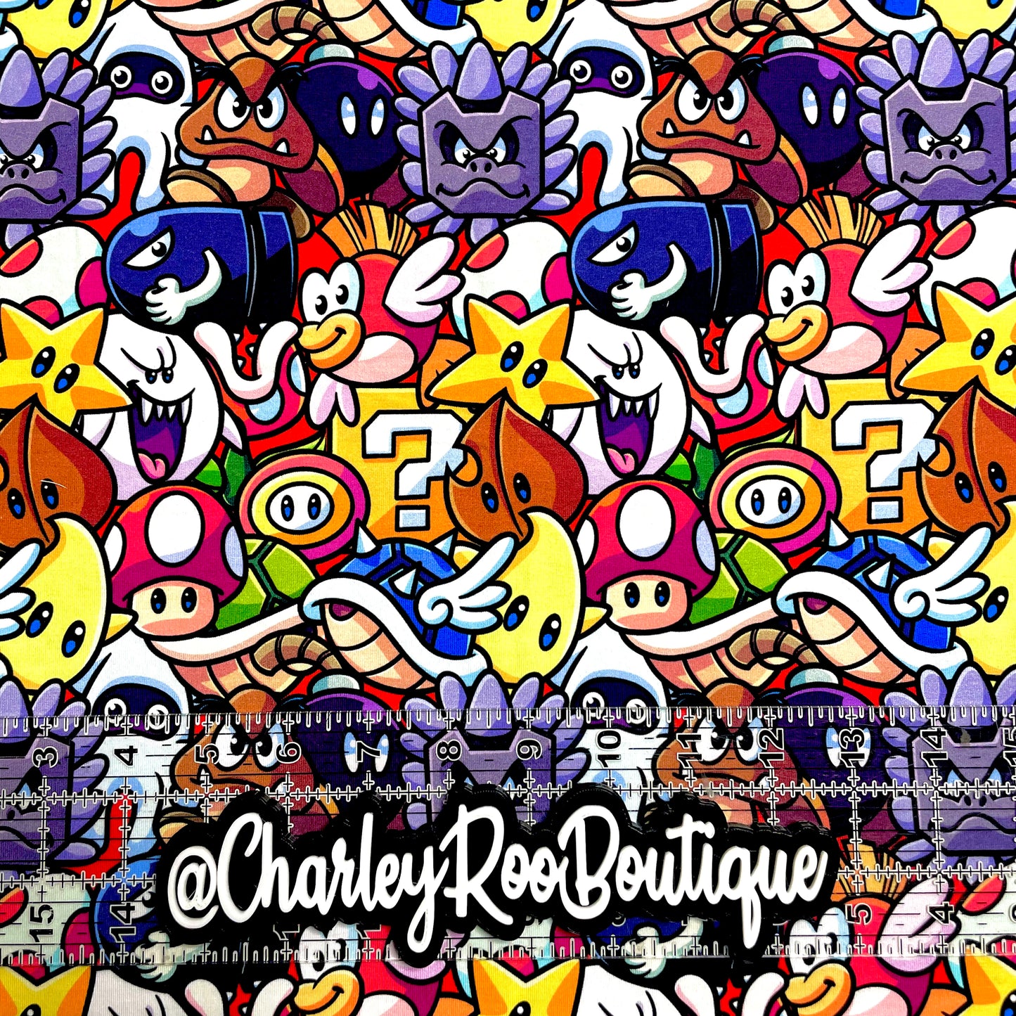 9x14 Tumbler Cut, Custom Fabric, CottonSpandex, High Quality, Mask Cut, Tumbler Fabric, Mario Elements Stacked