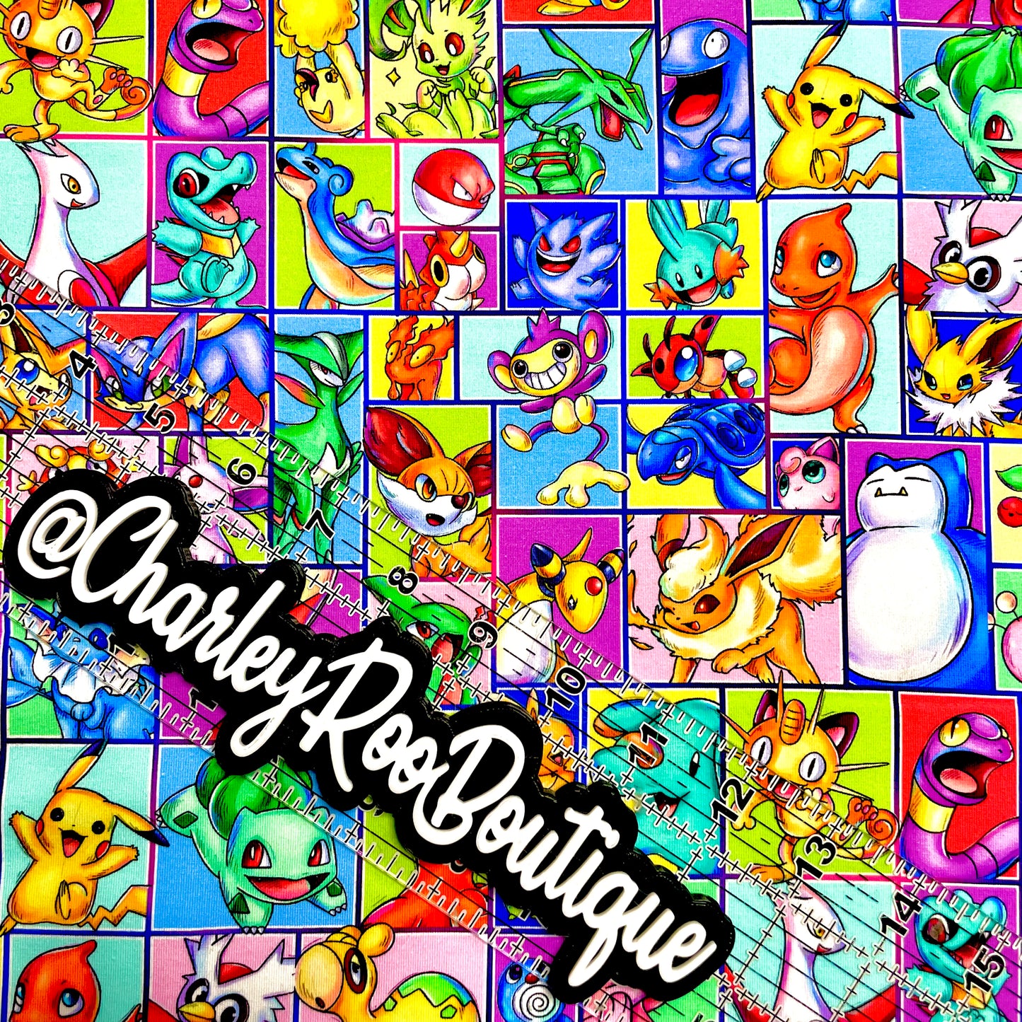 9x14 Tumbler Cut, Custom Fabric, CottonSpandex, High Quality, Mask Cut, Tumbler Fabric, Pokémon, Anime, Gamer, Cute, Rainbow Blocks