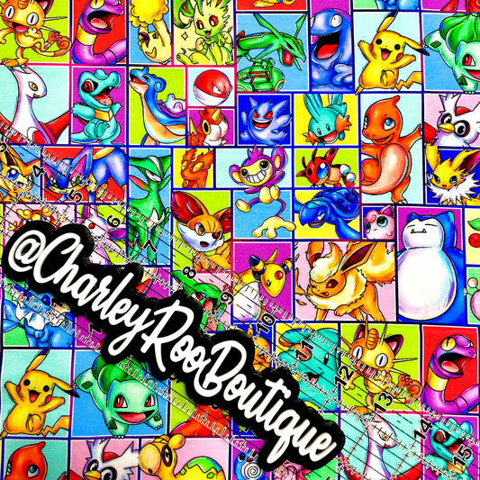 9x14 Tumbler Cut, Custom Fabric, CottonSpandex, High Quality, Mask Cut, Tumbler Fabric, Pokémon, Anime, Gamer, Cute, Rainbow Blocks
