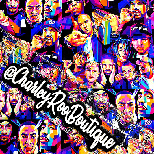 9x14 Tumbler Cut, Custom Fabric, CottonSpandex, High Quality, Mask Cut, Tumbler Fabric, Music, Musicians, Neon, Rainbow Rappers