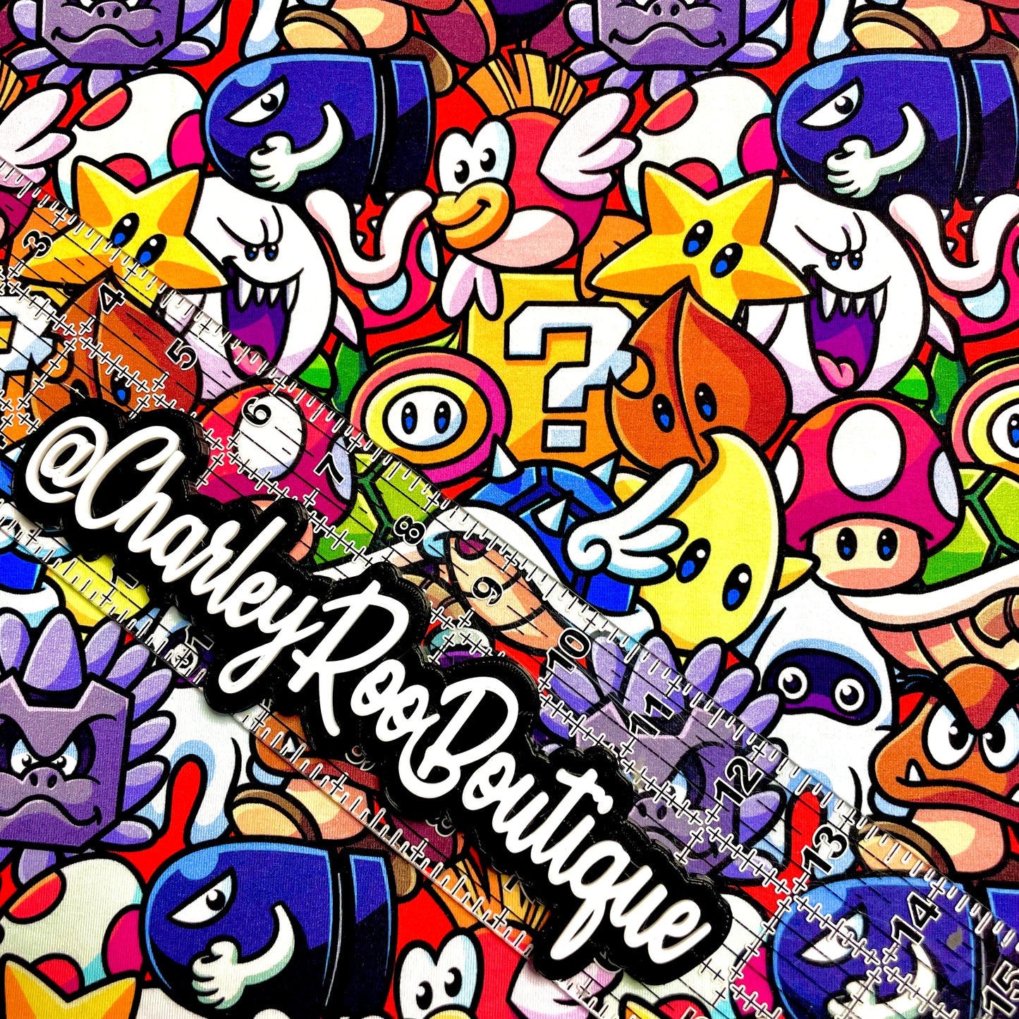 9x14 Tumbler Cut, Custom Fabric, CottonSpandex, High Quality, Mask Cut, Tumbler Fabric, Mario Elements Stacked