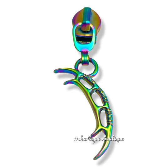 Zipper Pull, Warrior Weapon, Bow and Arrow, Matte Rainbow