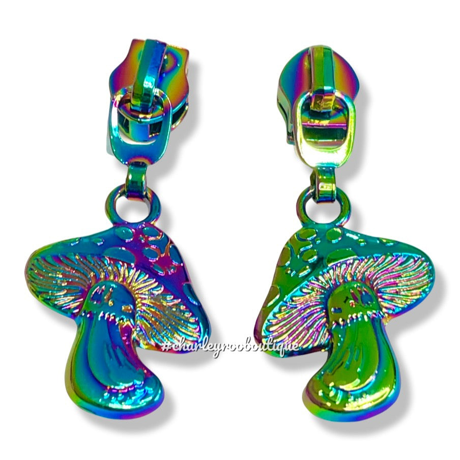 Zipper Pull, Shroomie Mushroom, Rainbow