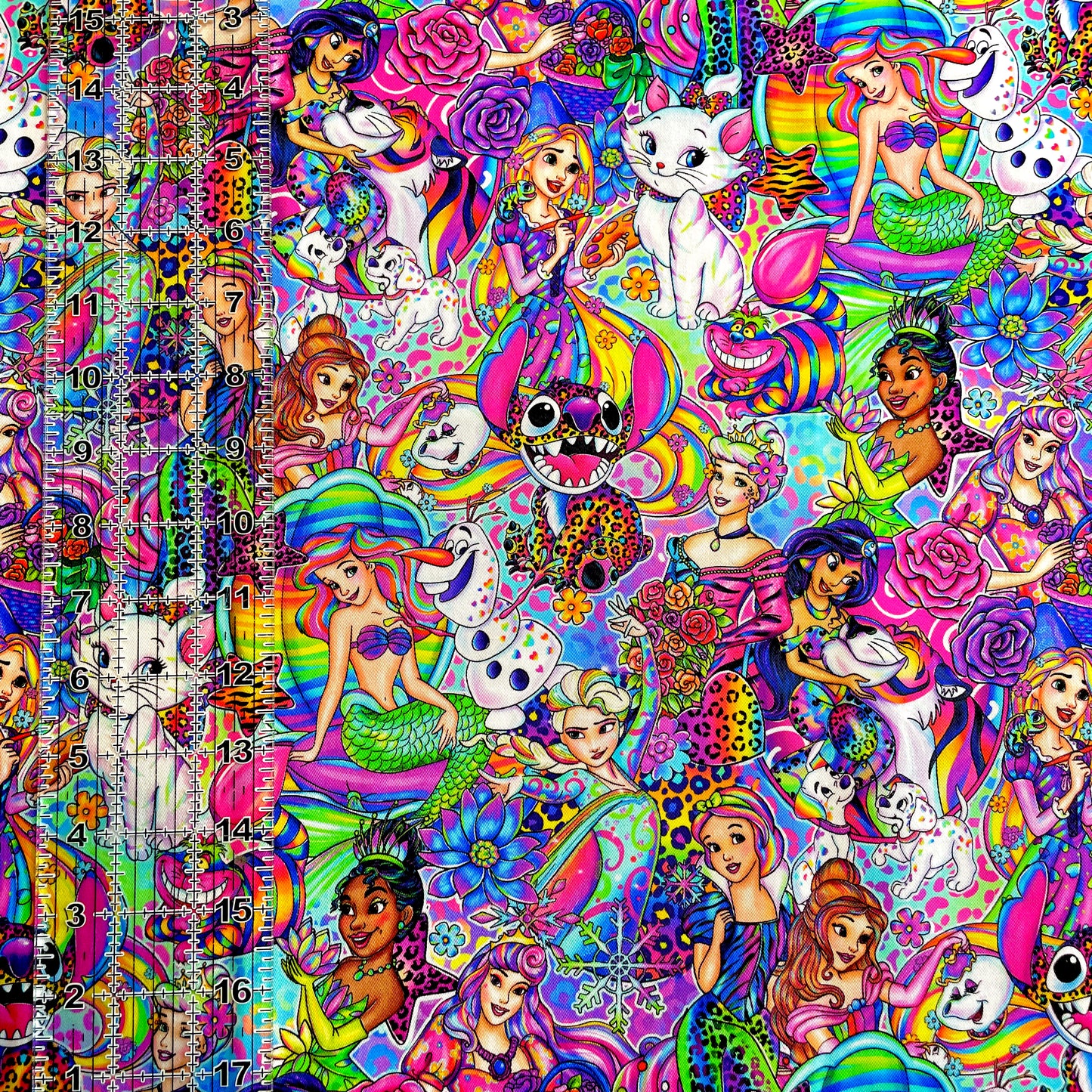 9x14 Tumbler Cut, Custom Fabric, CW Cotton Woven, High Quality, Mask Cut, Tumbler Fabric, Princess, Bright, LF Style Princesses