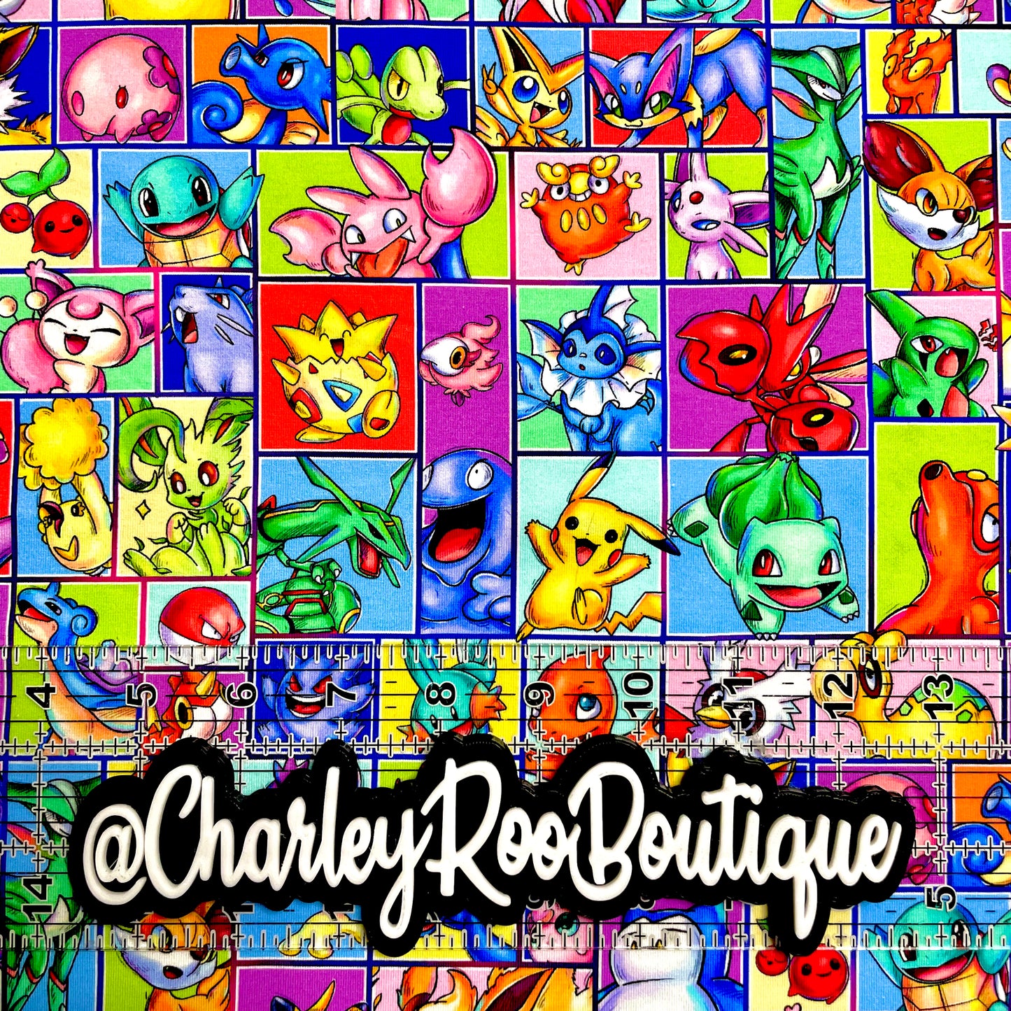 9x14 Tumbler Cut, Custom Fabric, CottonSpandex, High Quality, Mask Cut, Tumbler Fabric, Pokémon, Anime, Gamer, Cute, Rainbow Blocks