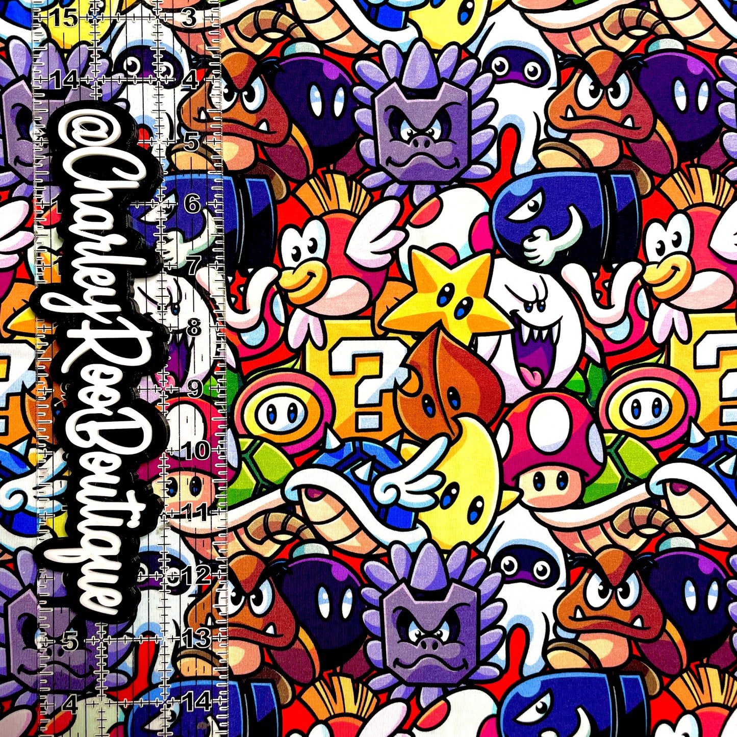 9x14 Tumbler Cut, Custom Fabric, CottonSpandex, High Quality, Mask Cut, Tumbler Fabric, Mario Elements Stacked