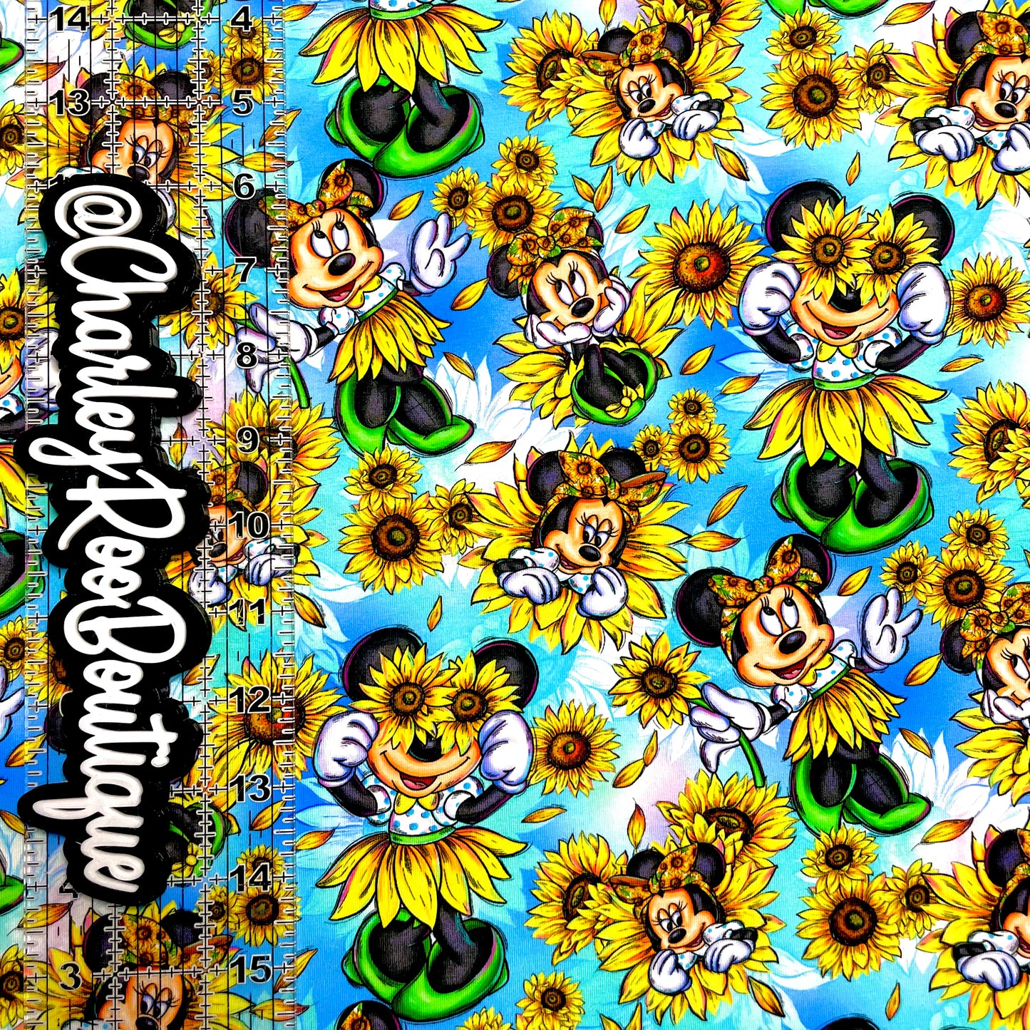 9x14 Tumbler Cut, Custom Fabric, CottonSpandex, High Quality, Mask Cut, Tumbler Fabric, Minnie, Sunflower