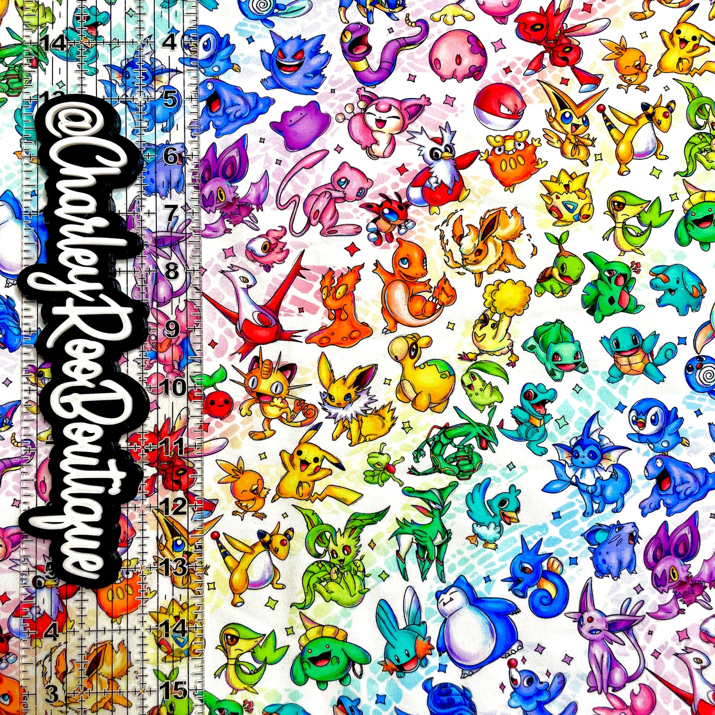 9x14 Tumbler Cut, Custom Fabric, CottonSpandex, High Quality, Mask Cut, Tumbler Fabric, Pokémon, Anime, Gamer, Cute, Diagonal Rainbow