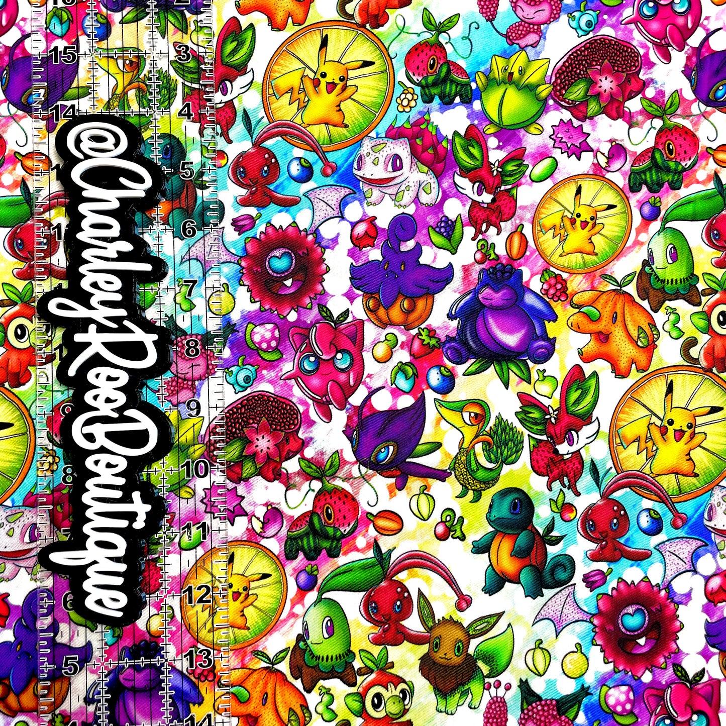9x14 Tumbler Cut, Custom Fabric, CW Cotton Woven, High Quality, Mask Cut, Tumbler Fabric, Summer Fruits Pokémon