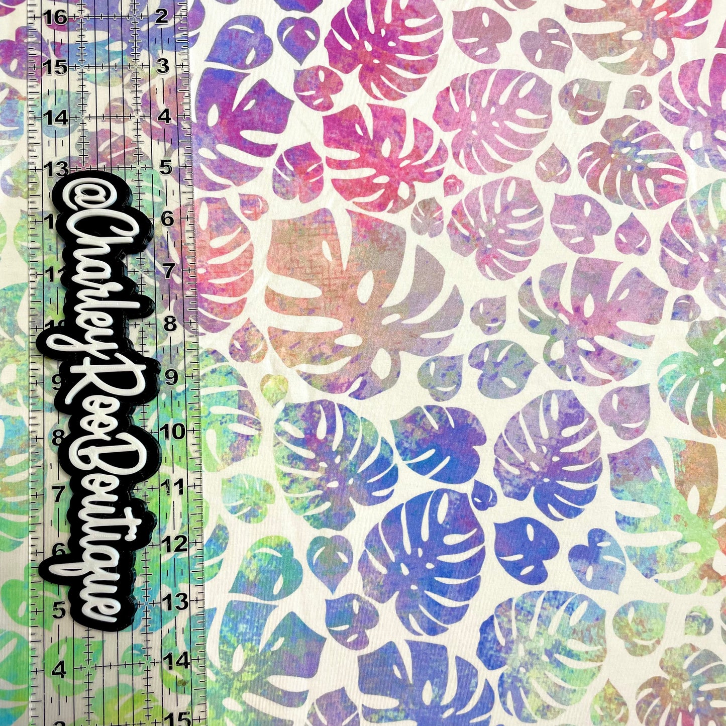 9x14 Tumbler Cut, Custom Fabric, CottonSpandex, High Quality, Mask Cut, Tumbler Fabric, Summer, Tropical, Monstera Leaves