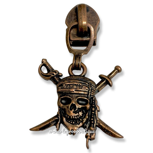 Zipper Pull, Pirate, Copper