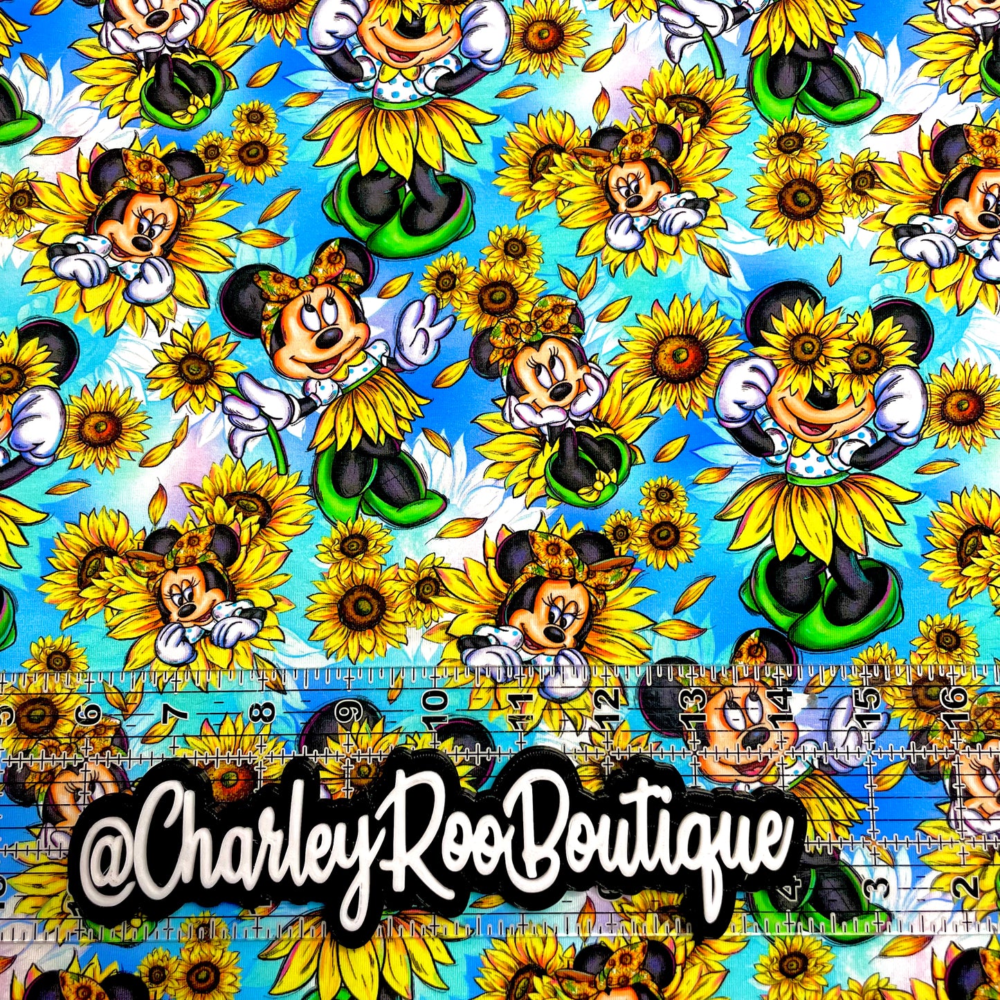 9x14 Tumbler Cut, Custom Fabric, CottonSpandex, High Quality, Mask Cut, Tumbler Fabric, Minnie, Sunflower