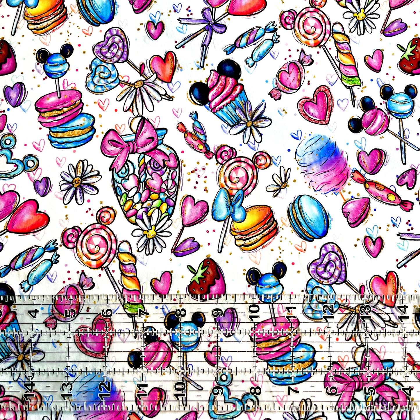 9x14 Tumbler Cut, Custom Fabric, CottonSpandex, High Quality, Mask Cut, Tumbler Fabric, Disney, Minnie, Sweet Treats