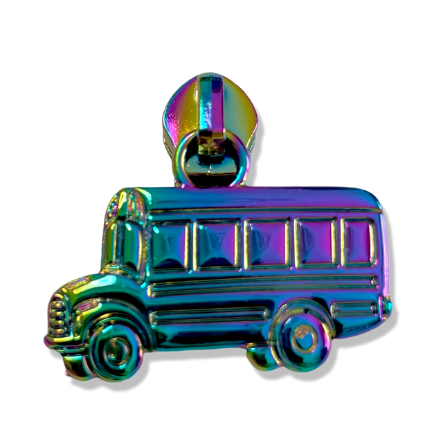 Zipper Pull, School Bus, Rainbow
