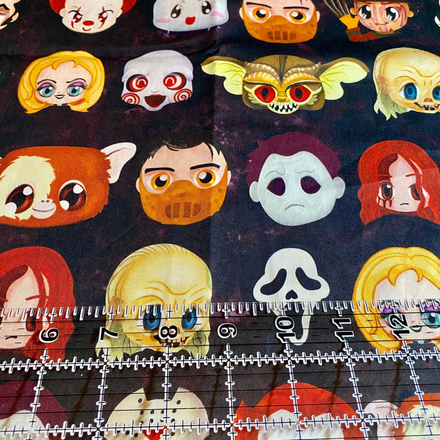 9x14 Tumbler Cut, Custom Fabric, CW Cotton Woven, High Quality, Mask Cut, Tumbler Fabric, Serial Killer, Halloween, Large Horror Faces