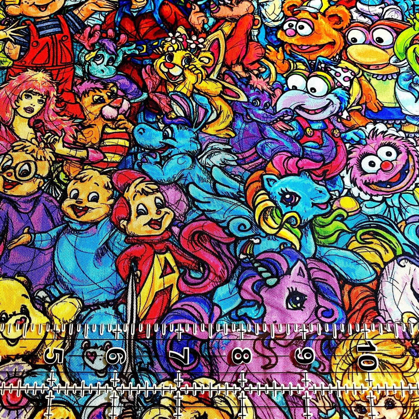 9x14 Tumbler Cut, Custom Fabric, CW Cotton Woven, High Quality, Mask Cut, Tumbler Fabric, 80s Cartoons Mashup