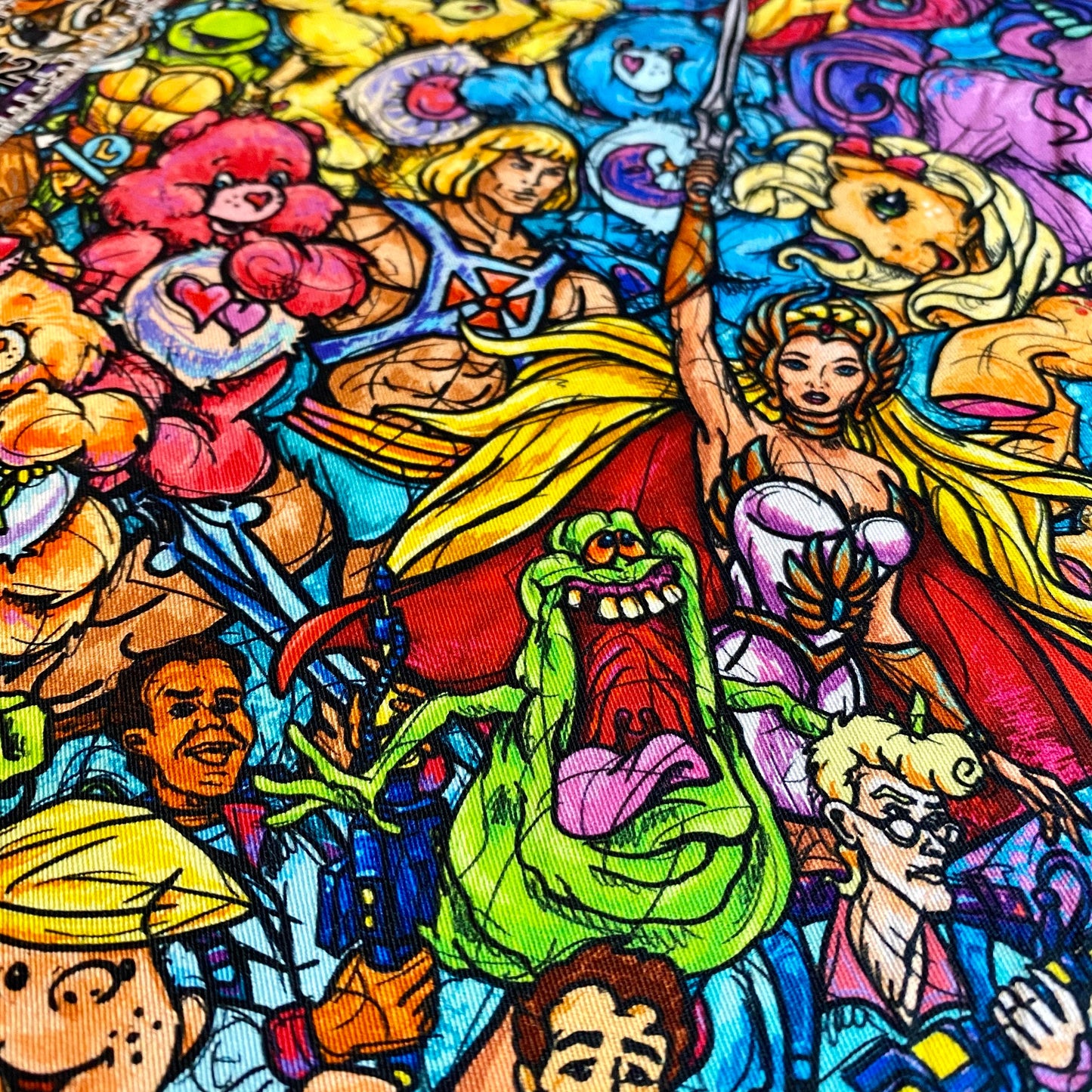 9x14 Tumbler Cut, Custom Fabric, CW Cotton Woven, High Quality, Mask Cut, Tumbler Fabric, 80s Cartoons Mashup