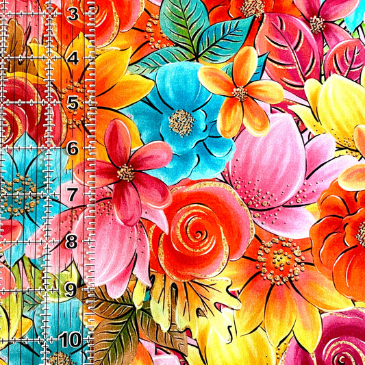 9x14 Tumbler Cut, Custom Fabric, CottonSpandex, High Quality, Mask Cut, Tumbler Fabric, Flowers, Floral, Bright, Fall, Beautiful, Girl