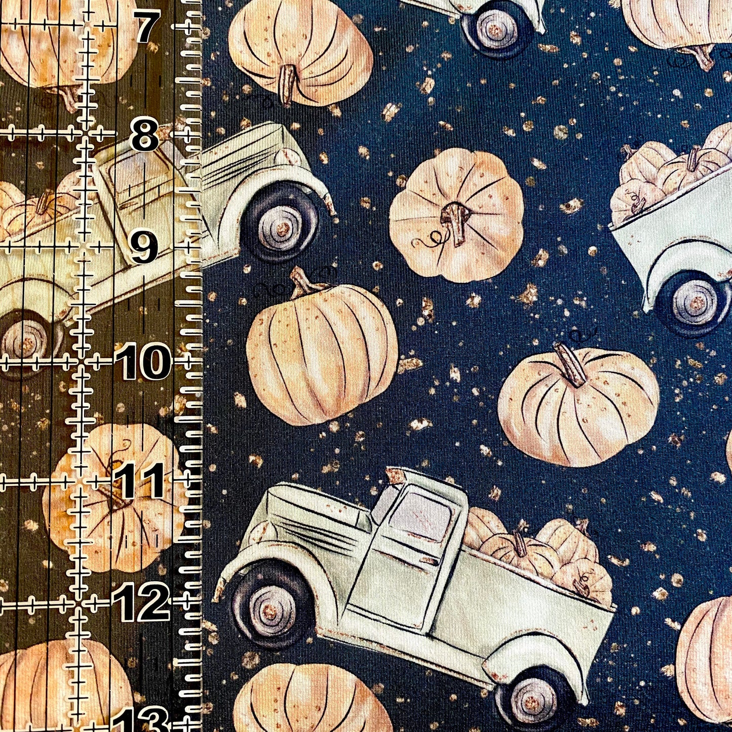 9x14 Tumbler Cut, Custom Fabric, CottonSpandex, High Quality, Mask Cut, Tumbler Fabric, Trucks, Pumpkin Truck, Pumpkins, Fall Thanksgiving