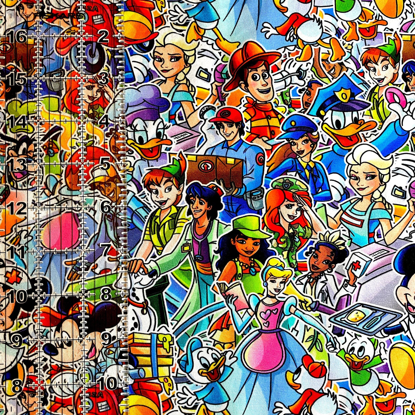 9x14 Tumbler Cut, Custom Fabric, CottonSpandex, High Quality, Mask Cut, Tumbler Fabric, Disney Heroes, Nurse, EMT, Doctor, Cartoons, Cute