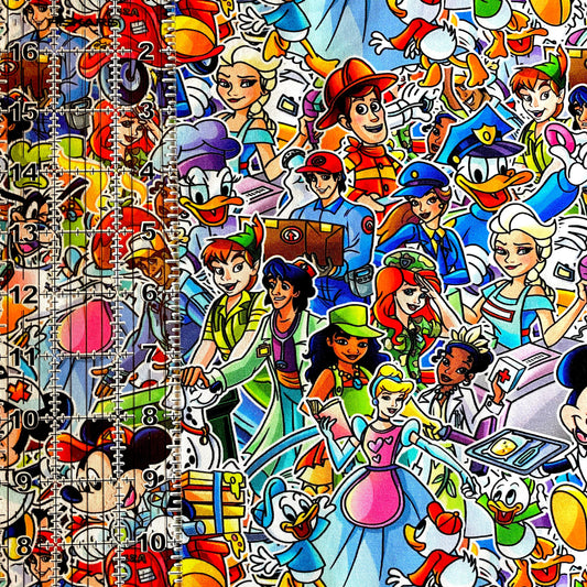 9x14 Tumbler Cut, Custom Fabric, CottonSpandex, High Quality, Mask Cut, Tumbler Fabric, Disney Heroes, Nurse, EMT, Doctor, Cartoons, Cute