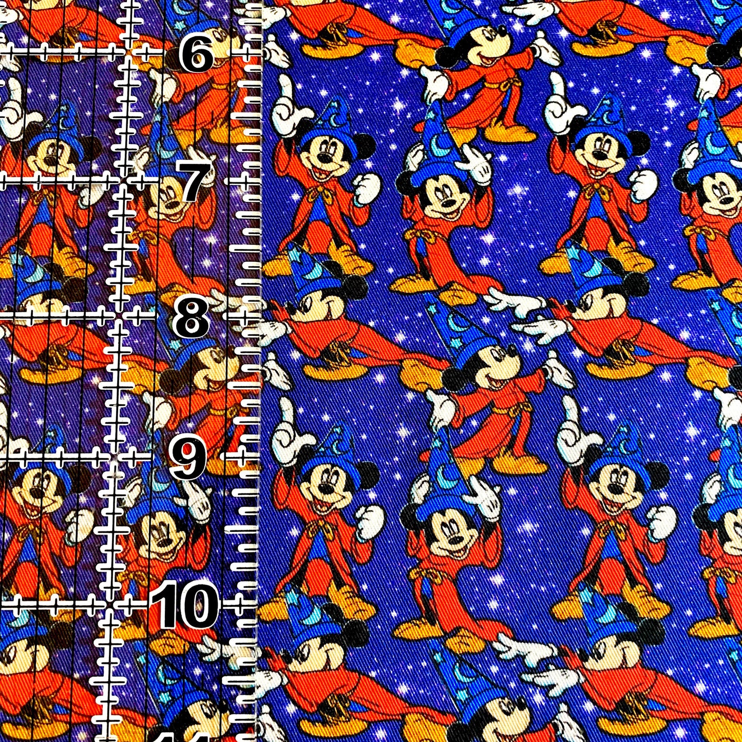 9x14 Tumbler Cut, Custom Fabric, CW Cotton Woven, High Quality, Mask Cut, Tumbler Fabric, Disney, Mouse, Ears, Magic Mickey, Wizard