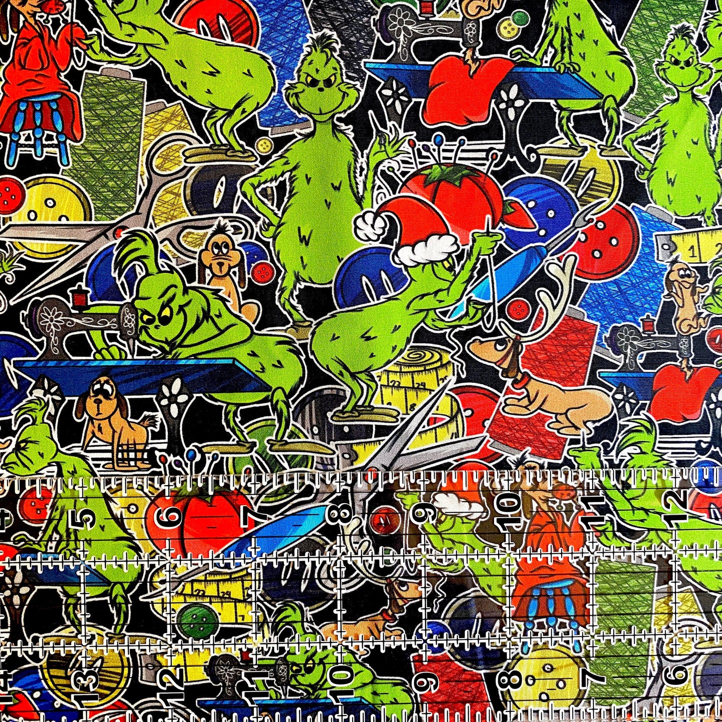 9x14 Tumbler Cut, Custom Fabric, CW Cotton Woven, High Quality, Mask Cut, Tumbler Fabric, Disney Holiday, Christmas, Xmas, Grinch, Sewing