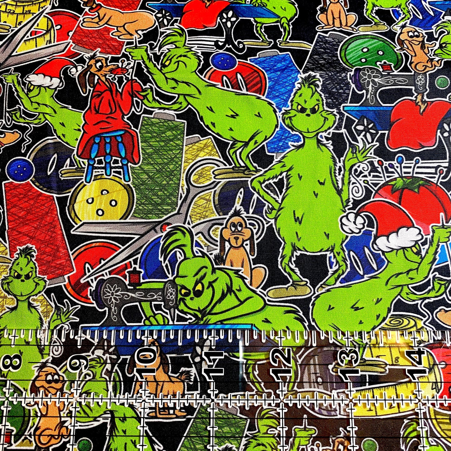 9x14 Tumbler Cut, Custom Fabric, CW Cotton Woven, High Quality, Mask Cut, Tumbler Fabric, Disney Holiday, Christmas, Xmas, Grinch, Sewing