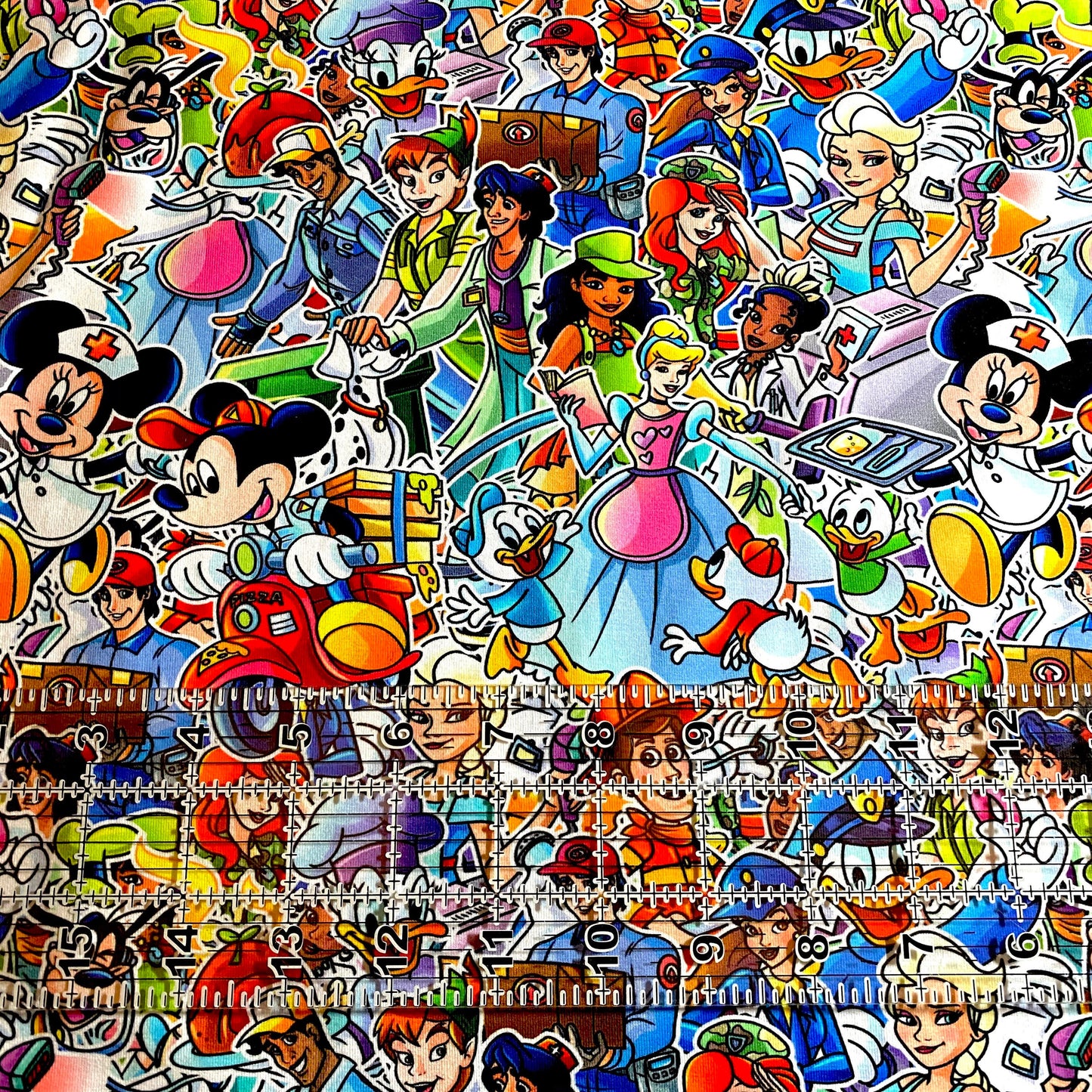 9x14 Tumbler Cut, Custom Fabric, CottonSpandex, High Quality, Mask Cut, Tumbler Fabric, Disney Heroes, Nurse, EMT, Doctor, Cartoons, Cute