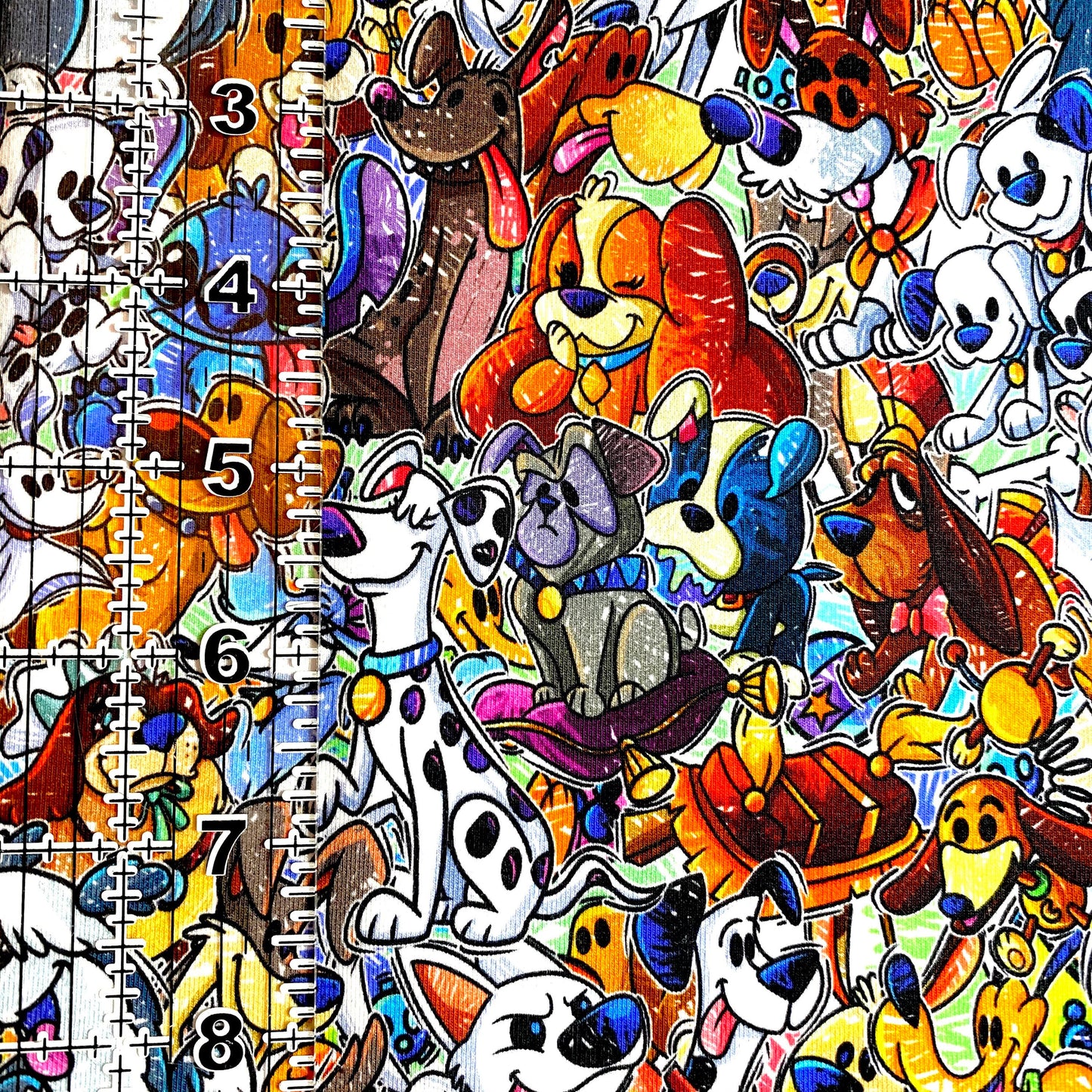 9x14 Tumbler Cut, Custom Fabric, CottonSpandex, High Quality, Mask Cut, Tumbler Fabric, Disney, Dog, Dogs, Stacked, Cartoon, Funny