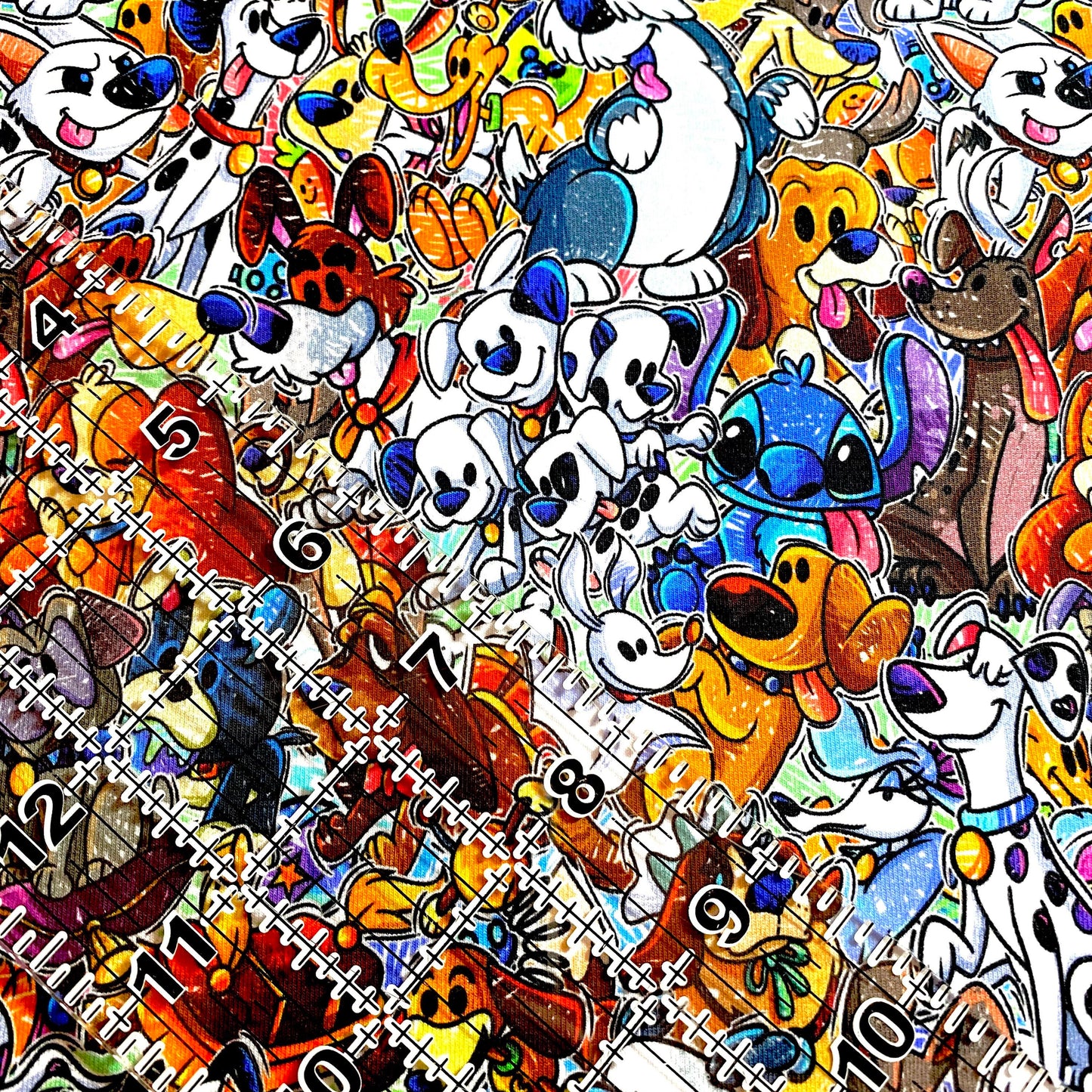 9x14 Tumbler Cut, Custom Fabric, CottonSpandex, High Quality, Mask Cut, Tumbler Fabric, Disney, Dog, Dogs, Stacked, Cartoon, Funny